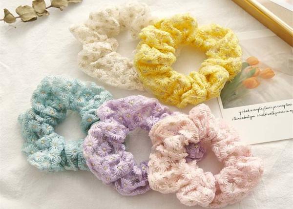 Thick daisy floral fabric art hollowed out scrunchies large hair headdress