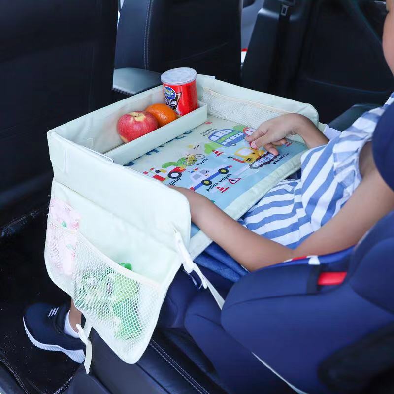 Polyester Baby Car Tray Plates Kids Drink Table Car Seat Child Cartoon Toy Holder