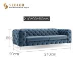 3 Seater Modern Upholstered Sofa Set Fabric Crushed Velvet Sofas 2.1m length