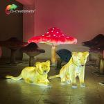Light Up Life Size Fiberglass Animals Fiberglass Lion Statue Landscape