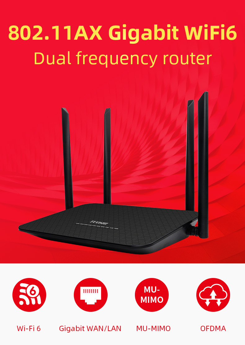 WAN LAN 802.11ax Wifi 6 Router 2.4GHz Built In Firewall