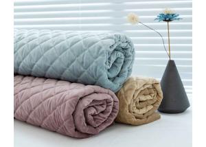 Ultrasonic Quilted Sofa Velvet Upholstery Fabric Customized Warp