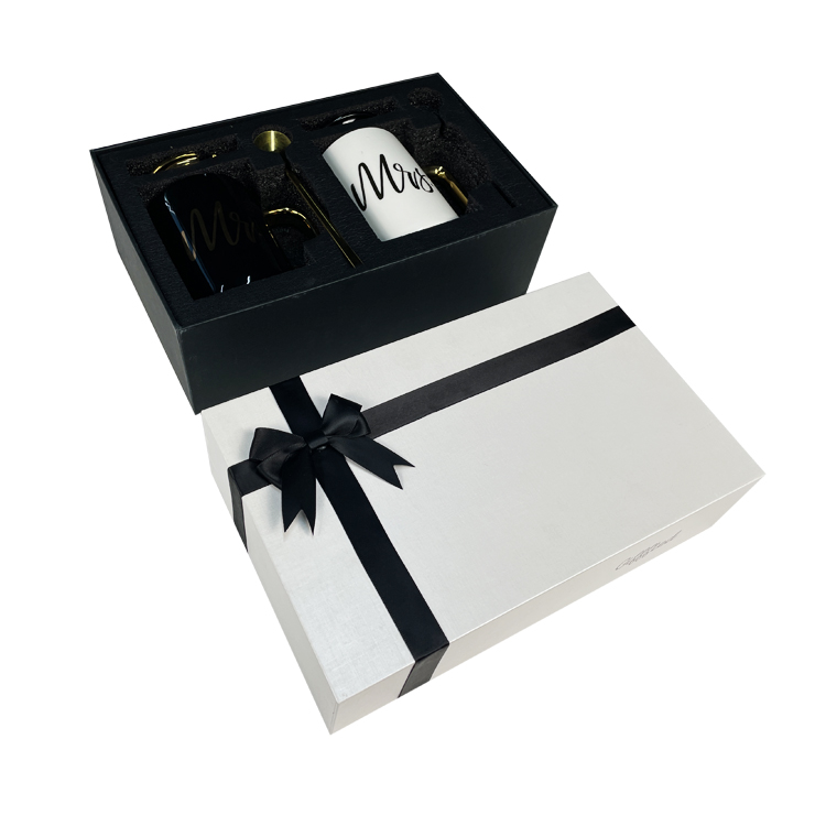 Custom Hot Stamp Logo Coffee Mug Shipping Boxes Handmade With Foam Insert