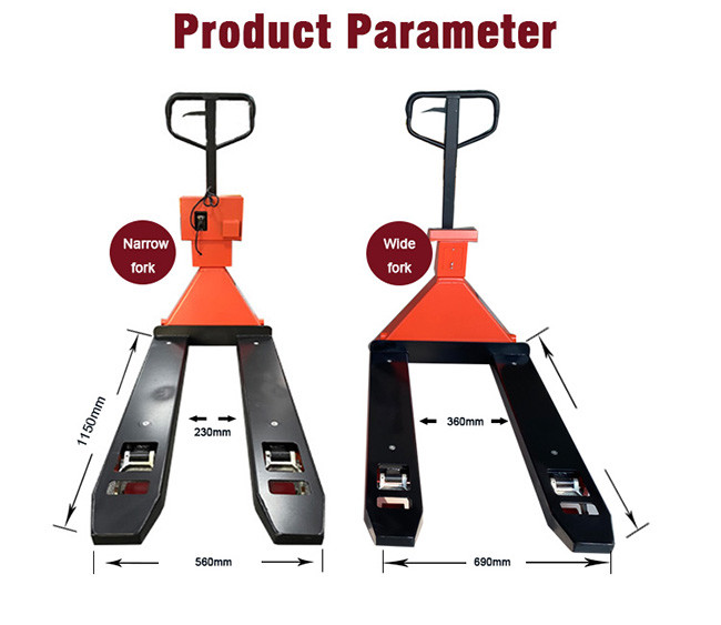 Manual 3000Kg Pallet Jack Scale Truck With Weight Indicator