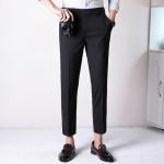 Men's Straight Pattern Khaki Side Pocket Short Shirt Formal Trousers Chino Mid