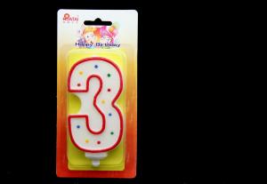 Quality !BIG! Number Candle Handmade Birthday Candles with Red Edge and 3 Colors Dots wholesale