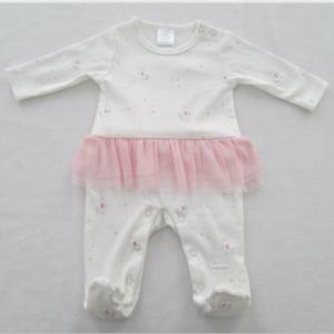 Quality Pyjama Cotton Interlock Baby Full Sleeves Baby Footed Rompers With Feet Mesh Frills wholesale