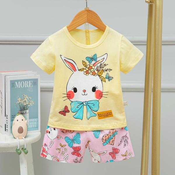 Children'S Air Conditioning Summer Girls Cotton Pajamas 130cm Cartoon Long Eared
