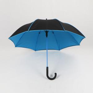 Quality Blue And Black Walking Stick Umbrella , Portable Double Layer Golf Umbrella wholesale