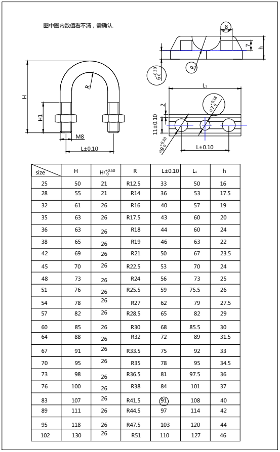 GB Standard Steel Performance Exhaust Pipe U-bolt Clamps for Industrial Applications ANSI/ASME