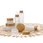 Glass Cosmetic Containers Bamboo Cosmetic Packaging Bamboo Lid Cream Cosmetic