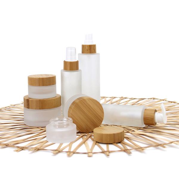 Glass Cosmetic Containers Bamboo Cosmetic Packaging Bamboo Lid Cream Cosmetic