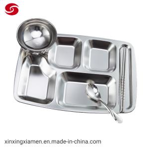Quality Stainless Steel Food Tray Rectangular Dinner Plate or Snack Serving Tray wholesale