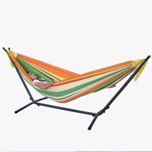 Quality Leisure Yard Outdoor Folding Hammock Iron Pipe Cotton Canvas Hammock 200kg Capacity wholesale