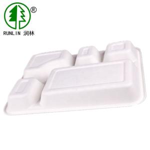 Quality Disposable 5 Compartments Sugarcane Eco Friendly School Lunch Tray wholesale