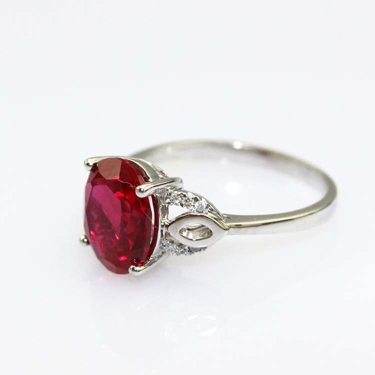Women Jewelry 925 Silver Ring with 8x10mm Ruby Cubic Zircon(R237)