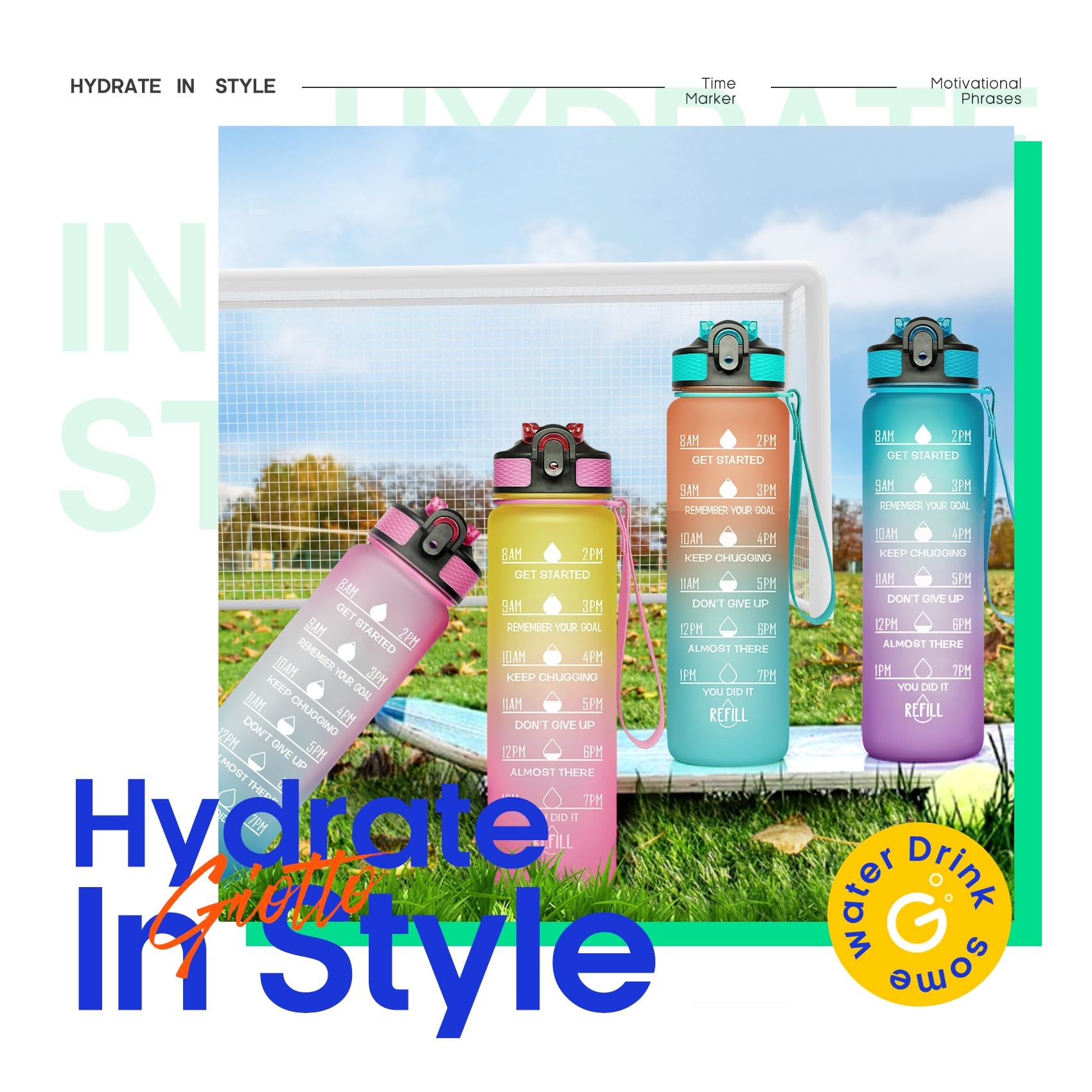 Customized 32oz Large Leakproof BPA Free Drinking Bottle Motivational Time Marker Water Bottle With Straw To For Fitness And Outdoor Enthusiasts