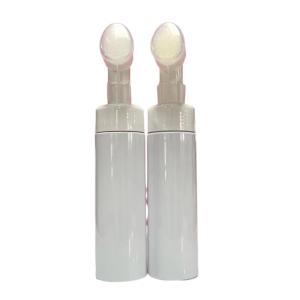 Quality Cosmetic Facial Cleanser 50ml 100ml 150ml Pink White Pink Pet Foam Pump Bottle With Eva Silicone Brush wholesale
