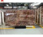 Translucent Blood-Orange Red Onyx Stone with White Veins CNF Red Wood Veins