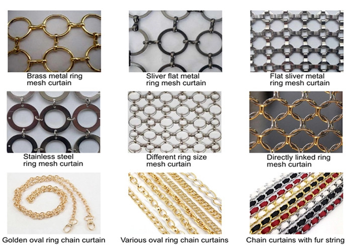 Decorative Architectural 12mm Anodized Metal Chain Link Curtain 1mX2m