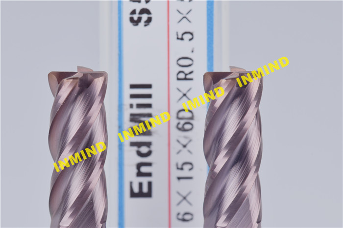 Corner Radius end mill 6mm/8mm Corner R1.0 upto HRC65 4 Flute high hardness Corner Rounding end mill SiN Coating