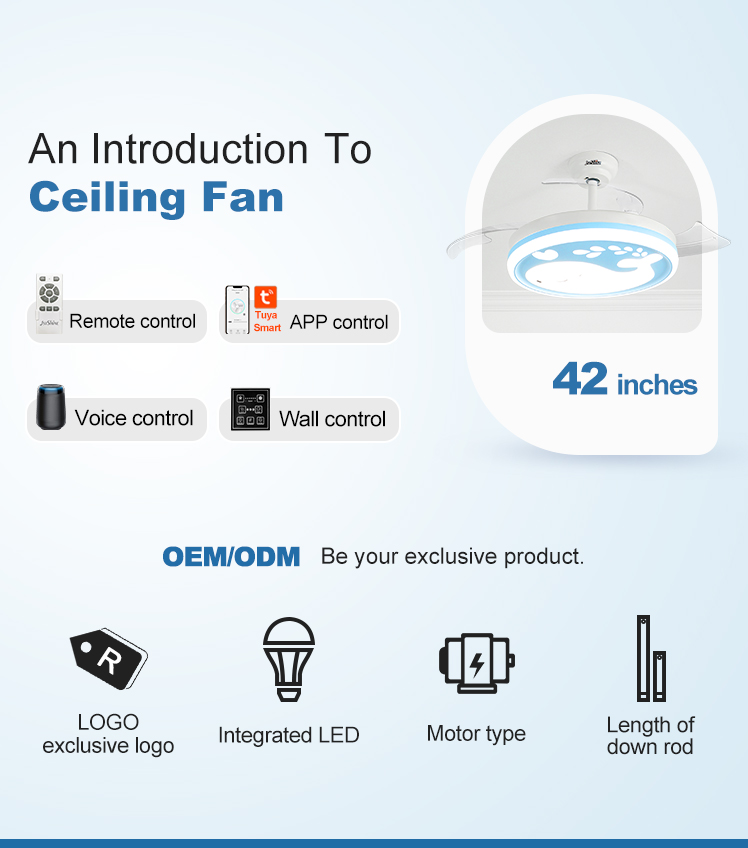42-inch LED Ceiling Fan with Hidden Blades and Light Support Dimmer 50000 Working Hours