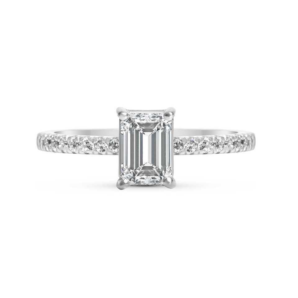 Solid Gold Diamond Engagement Ring , Lab Grown 14K / 18K Gold Diamond Ring