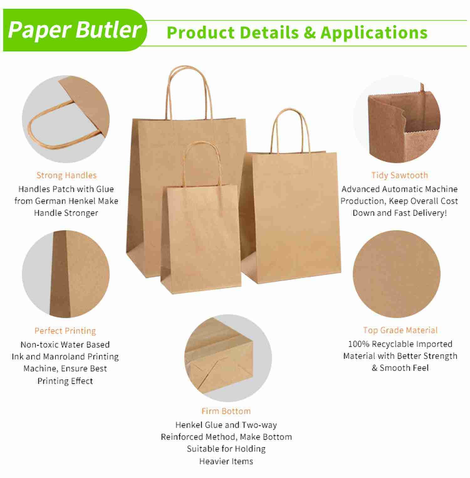 Custom Fruit Printing Kraft Carrier Bags Party Favor Gift Bag Pantone color