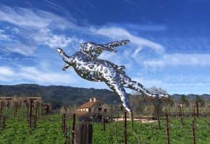 Quality Contemporary Metal Animal Lawn Ornaments Stainless Steel Running Rabbit wholesale