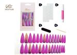 Long Stiletto Ballerina Glossy Purple DIY Fake Nails Non Toxic