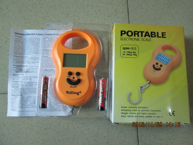 Orange Portable Electronic Luggage Scale With Over Load Indication