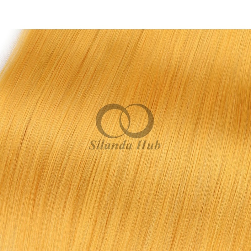 Yellow Straight Remy Human Hair Bundles Sew In Weave Bundles Brazilian Bundle Deals