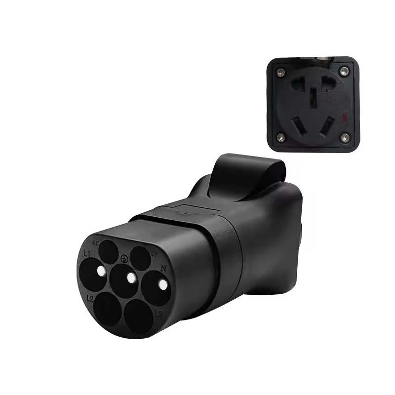 Qiaoyi GBT to Type2 22kw 380v AC Inlet Adapter for Electric Vehicles 32A Charging Connector Outlet Plug ev charger adaptor