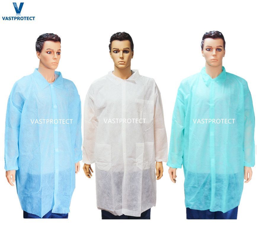 Disposable SMS Lab Coat Blue with Pockets
