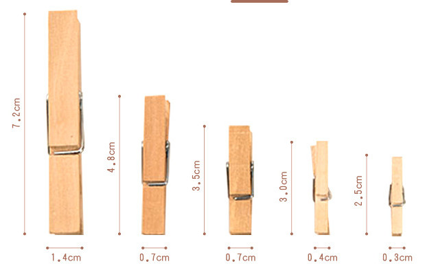 Natural Wood Color Solid Wooden Clothpins Clips Pegs with Animal Fruit Christmas 25 X 3mm