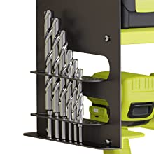 Garage Workshop Drill Bit Storage Shelf with Screws Box Pegboard Power Tool Organizer