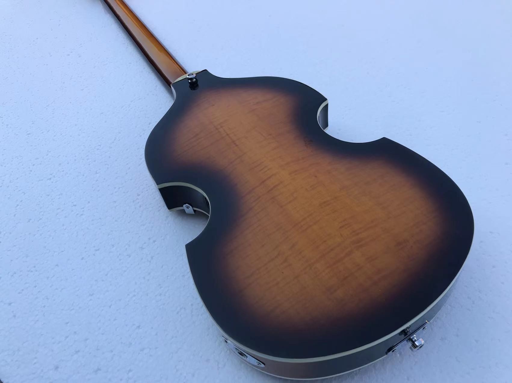 Custom Flamed Tiger Top Maple Back Korean Hardwares Genuine Hofner HI-S ERIES B-Bass 4 Strings Bass Guitar