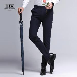 Quality Side Pockets Men's Black Cuff Straight Trousers Breathable and Stylish for Casual Wear wholesale