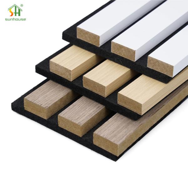 Acoustic Wooden Slat Wall Panels Eco Friendly Polyester Foam Wall Panel For