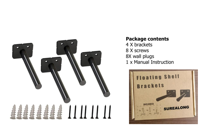 12x8 Heavy Duty Shelf L Brackets Support Corner Brace Joint Right Angle Bracket Black
