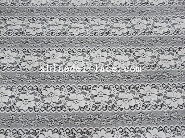 Delicate Flower Striation Spacing Stretch Lace Fabric With Nylon Spandex