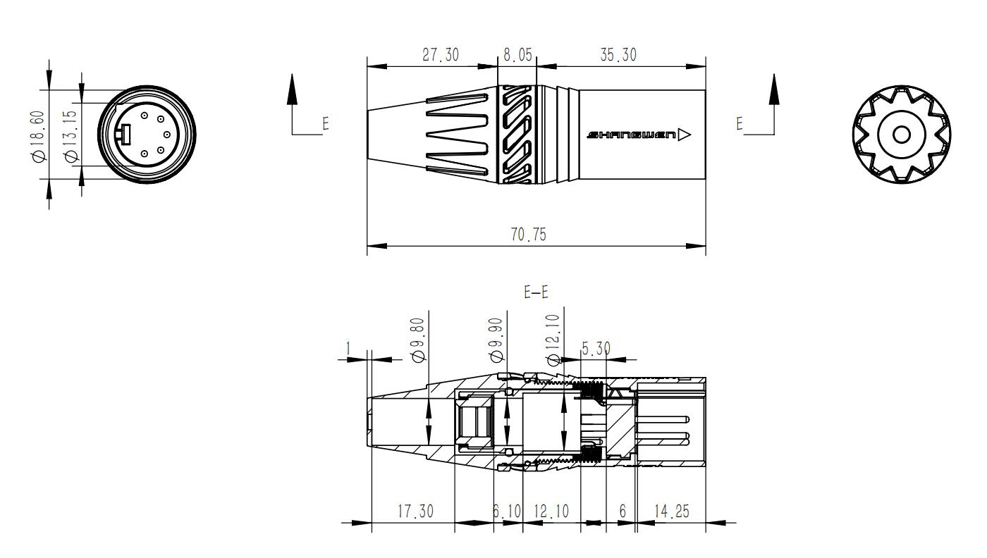Waterproof 5 Pin XLR Connector IP65 Male Female Socket Connector