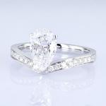18k Pear Shape White Lab Grown Diamond Ring Princess Design For Gifts For Party