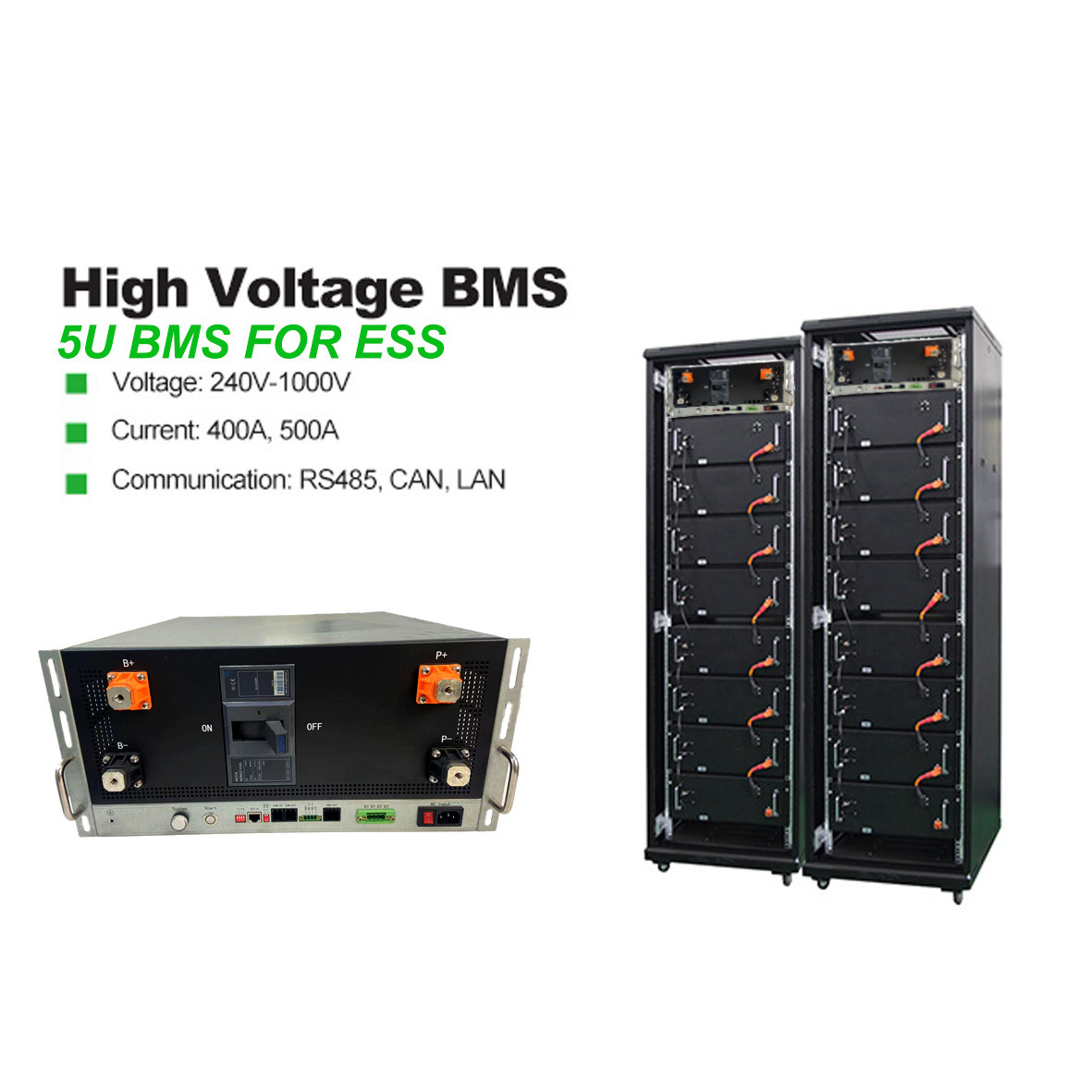 High Voltage Battery BMS With RS485/CAN Communication Lithium Ion BMS 400A 150S 480V For Solar Energy Storage Management