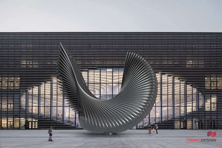 Abstract Outdoor Decor Large Modern Stainless Steel Wing Sculpture with Customer Logo