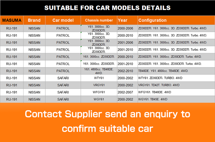 40110-VC000 40110-VC000 54582-VC110 Black Spacer Bushing for NISSAN PATROL Y61 ZD30DDTI