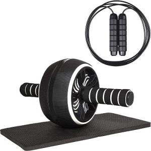 Quality Custom High Quality Gym Workout Equipment Black TPR Material Ab Roller With Knee Mat And Jump Rope wholesale