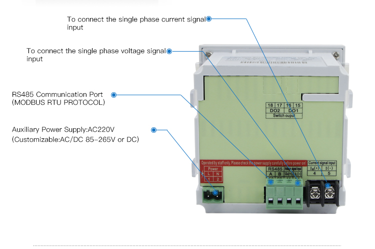 Multimeters 96*96mm Single Phase Multi- function Power Meter With RS485/ MODBUS-RTU Protocol