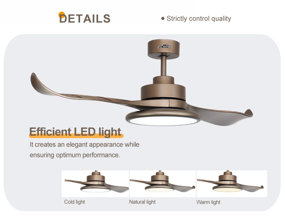 2- 1stshine 52-inch Gold Finish Ceiling Fan with Remote Control and 2 ABS Blades DC LED