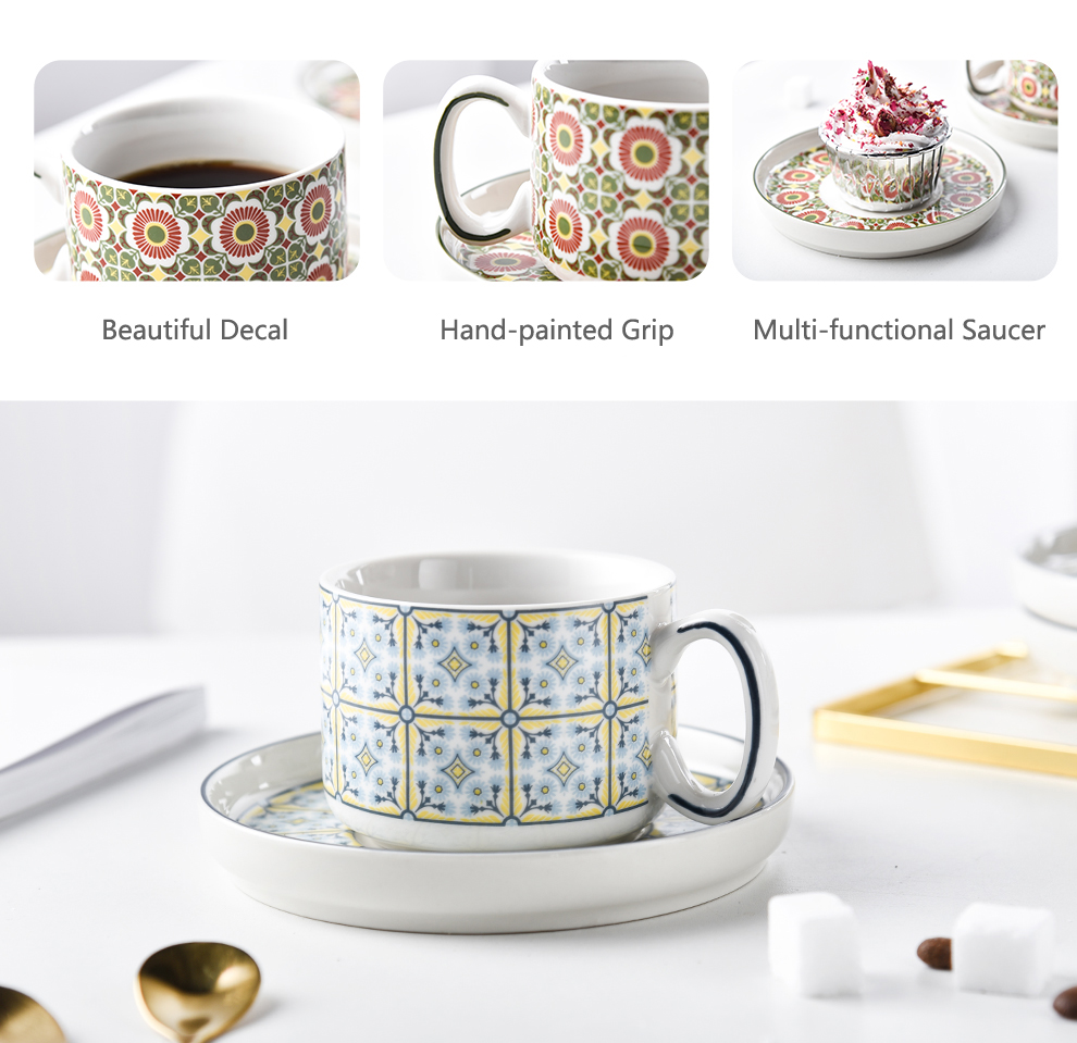 Christmas Gift Tazas Customized 200ml 6.76oz Porcelain Coffee Tea Cup And Saucer